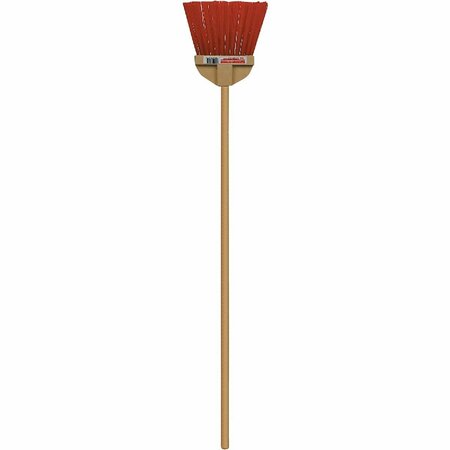 BRUSKE 9 In. W. x 37 In. L. Wood Handle Flared Lobby Household Broom, Brown Bristles 5419-12